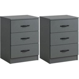 Lassic Vida Designs Riano 3 Drawer Green Bedside Chest - Set Of 2