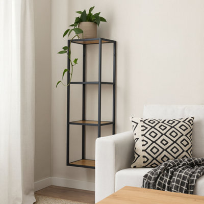 Wyld Haus El Paso Wall Shelf   Black Metal Frame And Wild Oak Effect - image 1