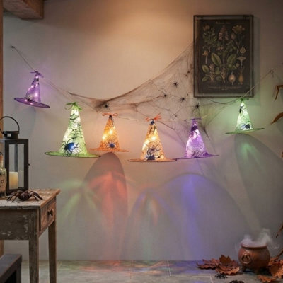Garden Greatness Hanging Light Up Spider Witch Hats - image 1