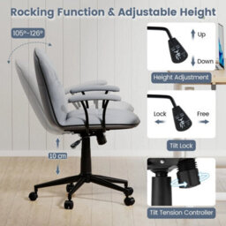 Chair Home Office Desk Chair Pu Leather Makeup Vanity - thumbnail 5