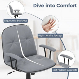 Chair Home Office Desk Chair Pu Leather Makeup Vanity - thumbnail 3