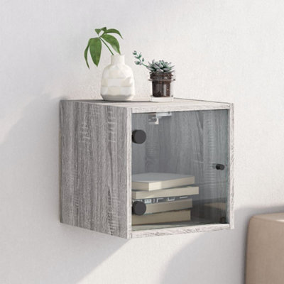 Berkfield Bedside Cabinet With Glass Door Grey Sonoma 35X37X35 Cm - image 1