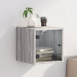 Berkfield Bedside Cabinet With Glass Door Grey Sonoma 35X37X35 Cm - thumbnail 1