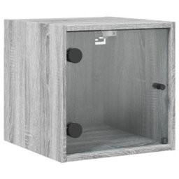 Berkfield Bedside Cabinet With Glass Door Grey Sonoma 35X37X35 Cm - thumbnail 2