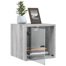 Berkfield Bedside Cabinet With Glass Door Grey Sonoma 35X37X35 Cm - thumbnail 5