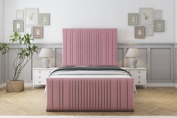 "Sloomy Kingsley Pink Plush Bed Frame With Mattress With 50"" Upholstered Headboard 5' King" - thumbnail 1