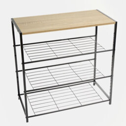 Ohs Manhattan 4 Tier Metal Frame Freestanding Shelf Storage Shoe Organiser - Wood/black - thumbnail 5