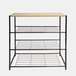 Ohs Manhattan 4 Tier Metal Frame Freestanding Shelf Storage Shoe Organiser - Wood/black - thumbnail 4