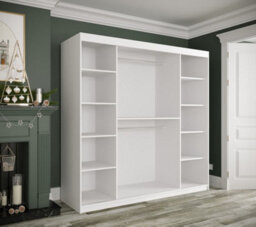 Arte Chic White Geneva T2 Sliding Door Wardrobe W2000mm H2000mm D620mm - Modern Design, Mirrored Door, Gold Handles - thumbnail 3