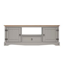 Mercers Furniture Corona Grey Wax Widescreen Tv Unit 2 Door 1 Drawer Media Unit Solid Pine With Mexican Styling - thumbnail 3