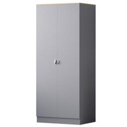 Fwstyle 2 Door Double Wardrobe Matt Grey Oak Top Bedroom Furniture - thumbnail 3