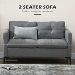 Homcom Modern Loveseat Sofa Upholstered 2 Seater Settee For Living Room Bedroom - thumbnail 4