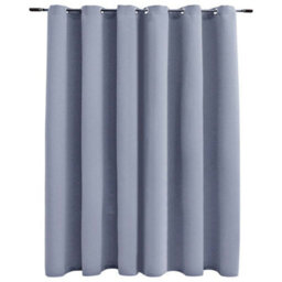 Berkfield Blackout Curtain With Metal Rings Grey 290X245 Cm - thumbnail 2