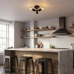 Happy Homewares Industrial Matte Black Ceiling Light Fixture To Showcase Vintage Bulbs - thumbnail 6