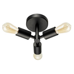 Happy Homewares Industrial Matte Black Ceiling Light Fixture To Showcase Vintage Bulbs - thumbnail 1