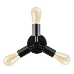 Happy Homewares Industrial Matte Black Ceiling Light Fixture To Showcase Vintage Bulbs - thumbnail 2