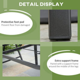 Outsunny Garden Table With Parasol Hole For Four, Slatted Metal Plate Top Black - thumbnail 6
