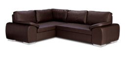 New Corner Sofa Bed With Storage Enzo Left Brown Faux Leather