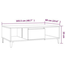 Berkfield Coffee Table Smoked Oak 103.5X60X35 Cm Engineered Wood - thumbnail 9