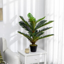 Artificial Palm Tree With 18 Leaves And Pot Included, Faux For Home, Living Room Or Office, 85 Cm Tall, Green - thumbnail 2