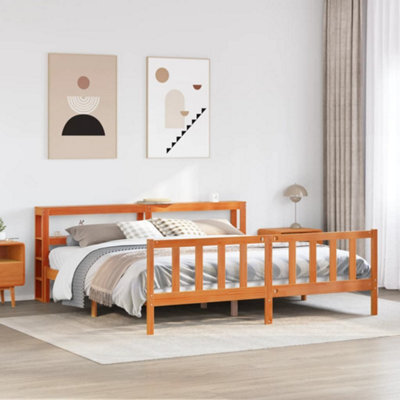 Berkfield Bed Frame With Headboard Without Mattress Wax Brown 200X200 Cm - image 1