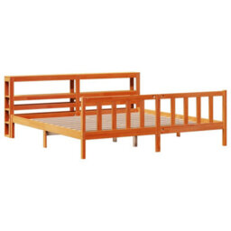 Berkfield Bed Frame With Headboard Without Mattress Wax Brown 200X200 Cm - thumbnail 3