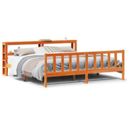 Berkfield Bed Frame With Headboard Without Mattress Wax Brown 200X200 Cm - thumbnail 2