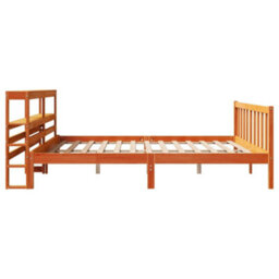 Berkfield Bed Frame With Headboard Without Mattress Wax Brown 200X200 Cm - thumbnail 5