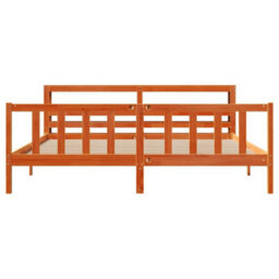 Berkfield Bed Frame With Headboard Without Mattress Wax Brown 200X200 Cm - thumbnail 4