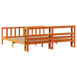 Berkfield Bed Frame With Headboard Without Mattress Wax Brown 200X200 Cm - thumbnail 6