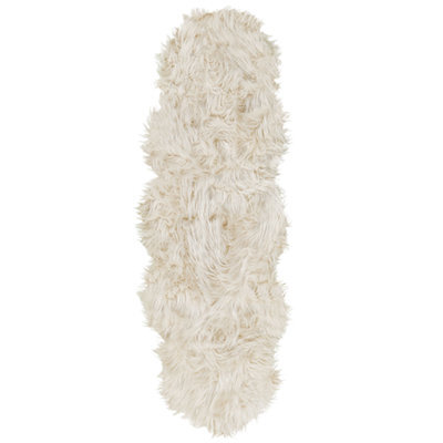 Beliani Faux Fur Rug Mamungari Beige 60 X 180 Cm - image 1