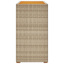 Walplus Garden Side Table With Wooden Top Beige 100X40X75 Cm Poly Rattan - thumbnail 5