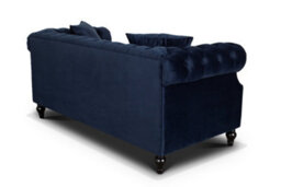 Chesterfield Sofa In Velvet Navy Blue 2 Seater Sofa - thumbnail 6