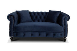 Chesterfield Sofa In Velvet Navy Blue 2 Seater Sofa - thumbnail 1