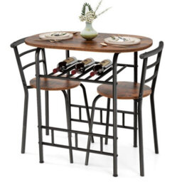 Small Table And 2 Chairs 3Pcs Bar Kitchen Dining Breakfast Furniture Set - thumbnail 4