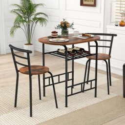 Small Table And 2 Chairs 3Pcs Bar Kitchen Dining Breakfast Furniture Set - thumbnail 3