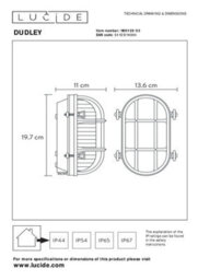 Lucide Dudley Retro Oval Bulkhead Wall Light Outdoor - 1Xe27 - Ip65 - Matt Gold, Brass - thumbnail 8
