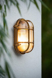 Lucide Dudley Retro Oval Bulkhead Wall Light Outdoor - 1Xe27 - Ip65 - Matt Gold, Brass - thumbnail 5