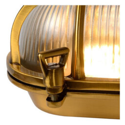 Lucide Dudley Retro Oval Bulkhead Wall Light Outdoor - 1Xe27 - Ip65 - Matt Gold, Brass - thumbnail 7