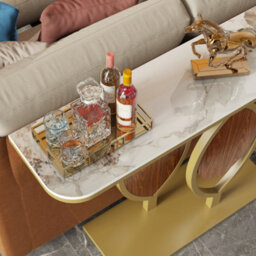 Fativo Stunning High Gloss 4-6 Seater Sintered Stone Marble Dining Table Kitchen Dinette Table House, White - thumbnail 3