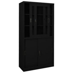 Berkfield Durable Office Cabinet With Sliding Door Black 90X40X180 Cm Steel - thumbnail 5