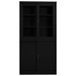 Berkfield Durable Office Cabinet With Sliding Door Black 90X40X180 Cm Steel