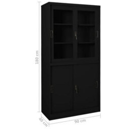 Berkfield Durable Office Cabinet With Sliding Door Black 90X40X180 Cm Steel - thumbnail 8