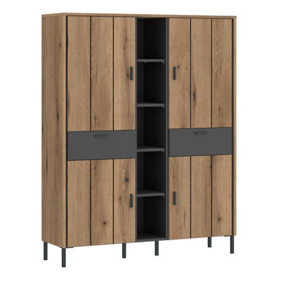Furniture To Go Arundel Wardrobe 4 Door 2 Drawer In Oak/grey - image 1
