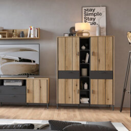 Furniture To Go Arundel Wardrobe 4 Door 2 Drawer In Oak/grey - thumbnail 4