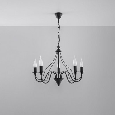 Sollux Lighting Minerwa Steel Black 5 Light Classic Chandelier