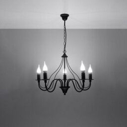 Sollux Lighting Minerwa Steel Black 5 Light Classic Chandelier - thumbnail 2