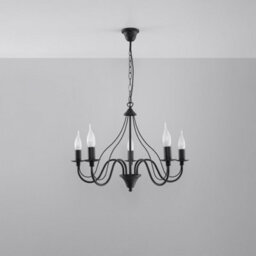 Sollux Lighting Minerwa Steel Black 5 Light Classic Chandelier - thumbnail 1