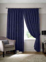 Luxury Living Tivoli Pencil Pleat Taped Top Curtains Navy