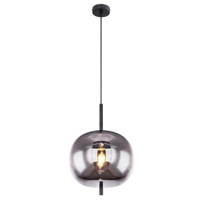 Luminosa Lighting Luminosa Blacky Globe Pendant Ceiling Light Black Glass Shade 1X E27 - image 1
